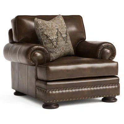 Bernhardt Foster 46" W Top Grain Leather Armchair