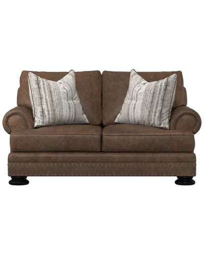Bernhardt Foster Leather Loveseat In Brown