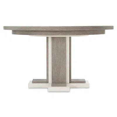 Bernhardt Foundations Round Dining Table In Linen/shale