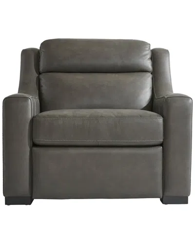 Bernhardt Germain Leather Power Motion Chair In Gray