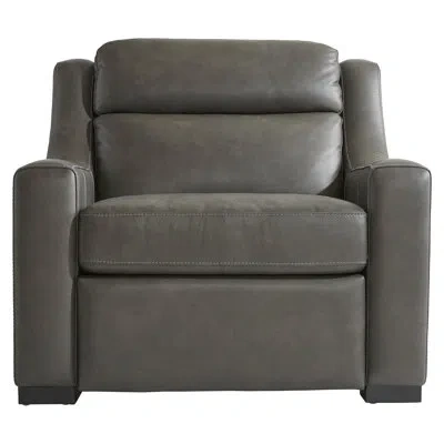 Bernhardt Germain Leather Power Motion Chair In Gray