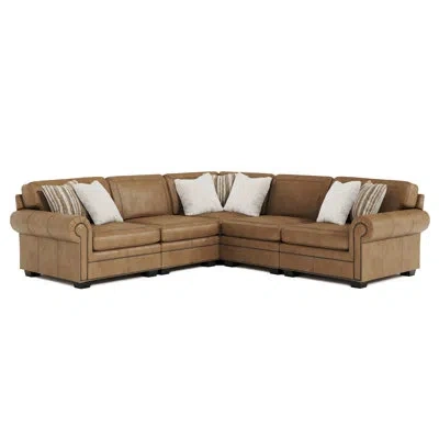 Bernhardt Grandview 5 - Piece Upholstered Corner Sectional In Brown