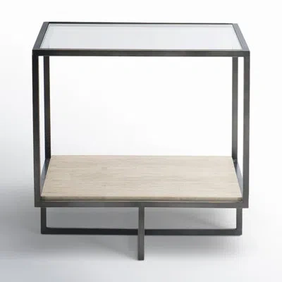 Bernhardt Harlow Glass Top Cross Legs End Table With Storage In Clear