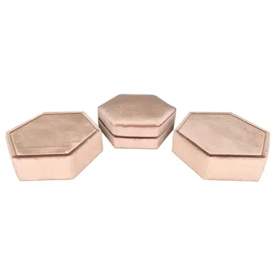 Pre-owned Bernhardt Hexagonal Ottoman And Pair Of Upholstered Side Tables By  Flair In Sand