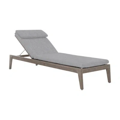 Bernhardt Ibiza 83.9" Long Teak Single Chaise With Cushions In Canvas Granite Sunbrella® Canvas