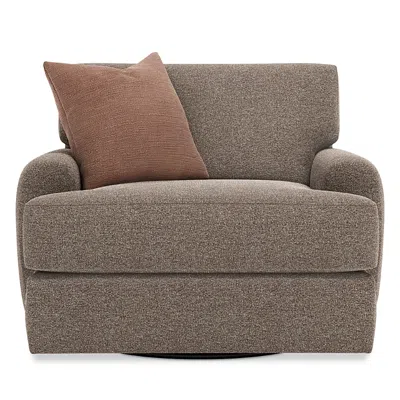 Bernhardt Ilya Fabric Swivel Chair In Brown