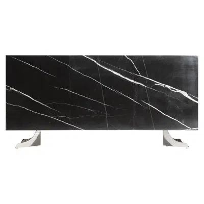 Bernhardt Imani 72" Wide 2 - Drawer Sideboard In Onyx,polished Stainless Steel