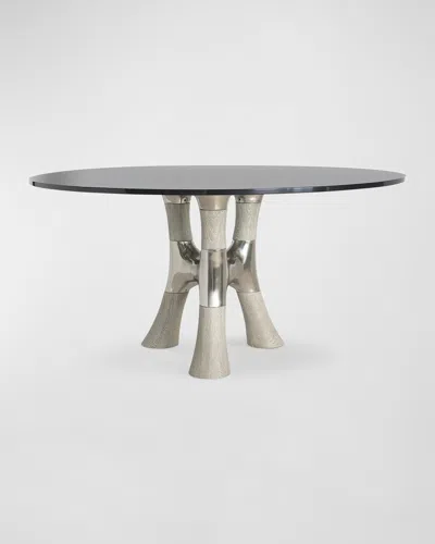 Bernhardt Interiors Dalton 60" Round Dining Table In Gray