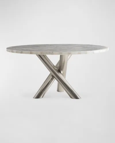 Bernhardt Interiors Ornella 60" Round Agate Dining Table In Brown