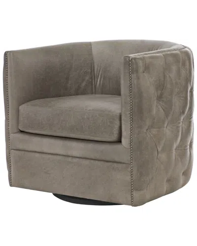 Bernhardt Interiors Palazzo Leather Swivel Chair In Gray