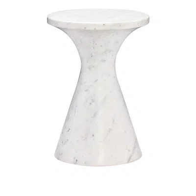 Bernhardt Isabelle Marble Top Pedestal End Table In White