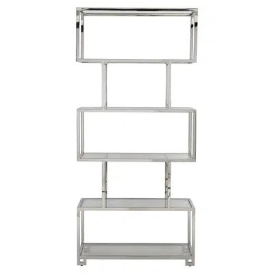 Bernhardt Kaley 82" H X 38" W Stainless Steel Etagere Bookcase
