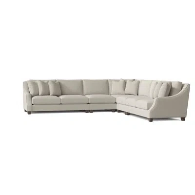 Bernhardt Larson 138" Wide Symmetrical Down Cushion Modular Corner Sectional In Aged Gray,cream Linen 1429-002