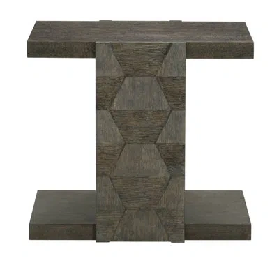 Bernhardt Linea Floor Shelf End Table With Storage In Cerused Charcoal