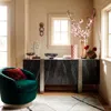 Bernhardt Linea Black Forest Marble Console In Marble/greige