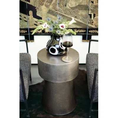 Bernhardt Linea Pedestal End Table In Textured Graphite