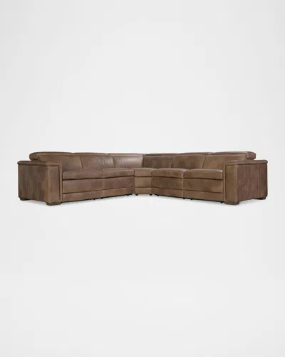 Bernhardt Lioni Leather 3-piece Power Motion Sectional In Brown