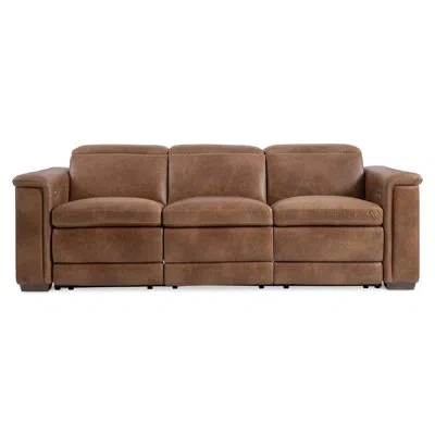 Bernhardt Lioni Leather Power Motion Sofa In Brown