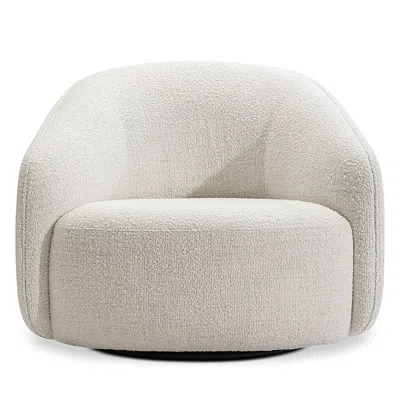 Bernhardt Loft Devon Fabric Swivel Chair In White/cream