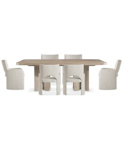 Bernhardt Loggia 7-pc. Wood Rectangle Table And Upholstered Arm Chairs Dining Set In White