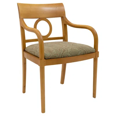 Pre-owned Bernhardt Maple Wood Armchair With Paisley Upholstered Seat In Brown