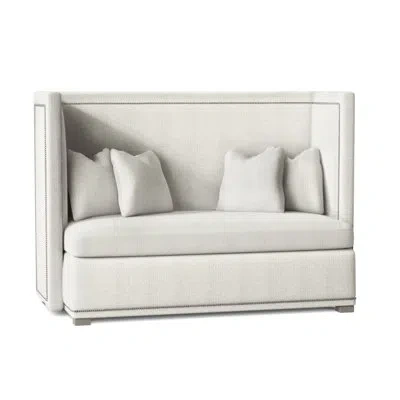 Bernhardt Marcourt 73" Banquette With Reversible Cushions In Textured Cream Chenille 1372-000,bright Nickel,blanca