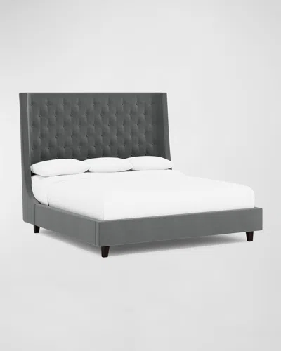 Bernhardt Maxime King Tufted Bed In Grey/blue
