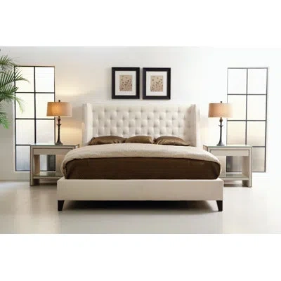 Bernhardt Maxime Tufted Upholstered Low Profile Standard Bed In Brown;cream