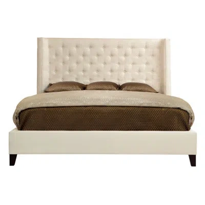 Bernhardt Maxime Tufted Upholstered Low Profile Standard Bed In Ivory;espresso