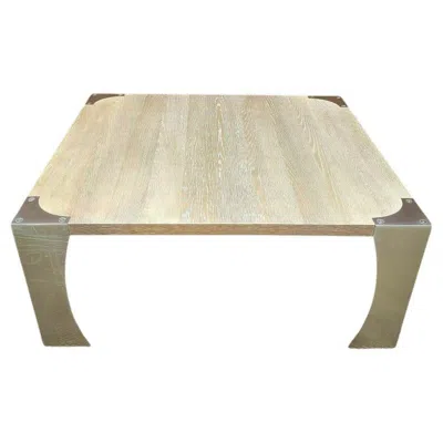 Pre-owned Bernhardt Mcm Cocktail Coffee Table Brushed Steel Wood In Brown