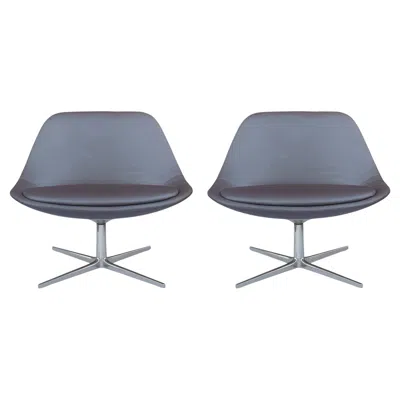 Pre-owned Bernhardt Mid Century Post Modern Swivel Lounge Chairs Or Slipper Chairs By  In Gray