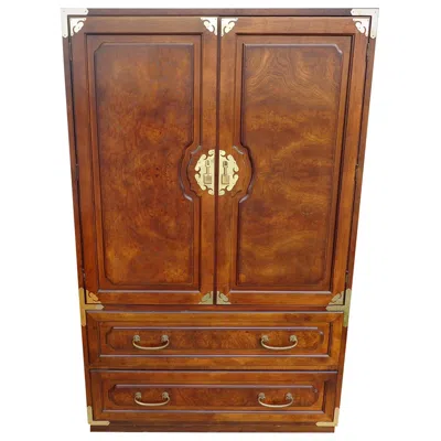 Pre-owned Bernhardt Midcentury Chin Hua Campaign Armoire By  In Brown