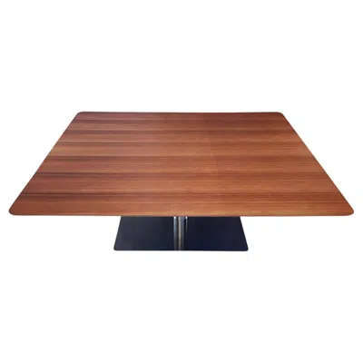 Pre-owned Bernhardt Mid-century Modern Square Cocktail Table In Walnut & Stainless Steel By Bernhart In Brown
