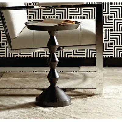 Bernhardt Mirabelle Tray Top Pedestal End Table In Nickel;black