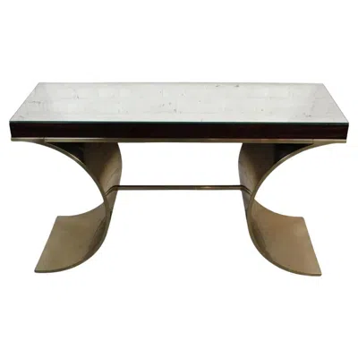 Pre-owned Bernhardt Modernist Brass Console With Mirrored Top In Gray
