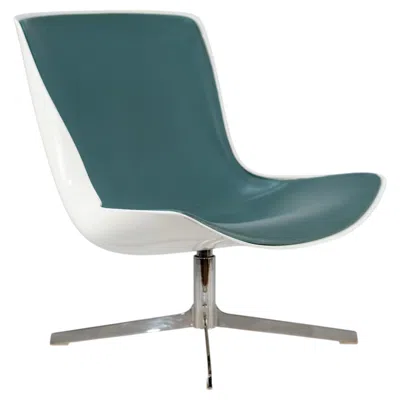 Pre-owned Bernhardt Monica Förster For  Blue Leather And White Enamel Swivel Vika Chair