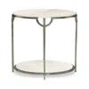 Bernhardt Morello Oval End Table In Carrara Marble/oxidized Nickel