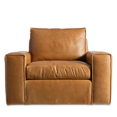 Bernhardt Mulholland Leather Swivel Chair In Brown