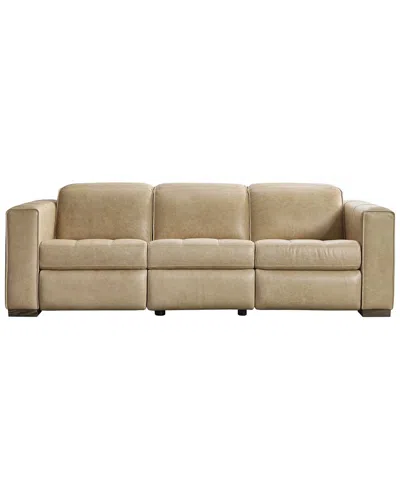 Bernhardt Nest Leather Power Motion Sofa In Neutral