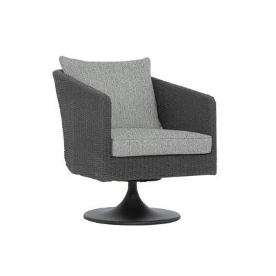 Bernhardt Newport Swivel Patio Chair With Cushions In Light Grey,dark Grey Linen 6032-110
