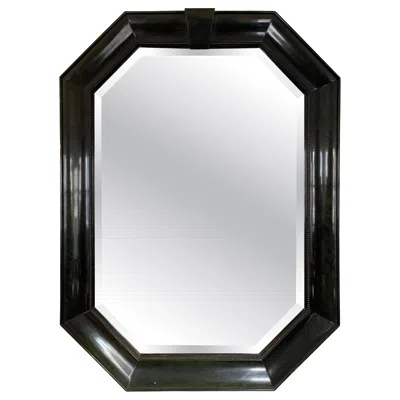 Pre-owned Bernhardt Octagonal Beveled Mirror In Green Lacquer, Karl Springer