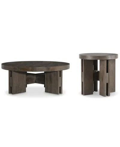 Bernhardt Outline 2-piece Round Coffee Table & Side Table Set In Black