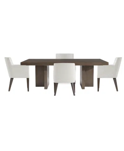 Bernhardt Outline 5-piece Rectangle Dining Set (table & 4 Arm Chairs) In Brown