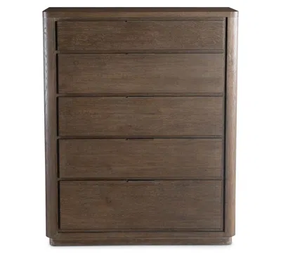 Bernhardt Outline Wooden Tall Drawer Chest In Brown