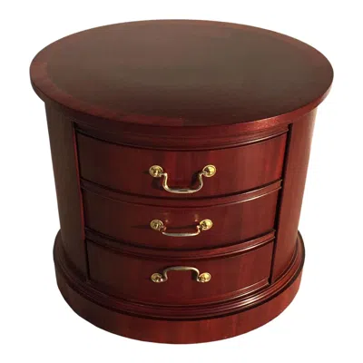 Pre-owned Bernhardt Oval Three-drawer Nightstand Side Table By Berhardt In Brown