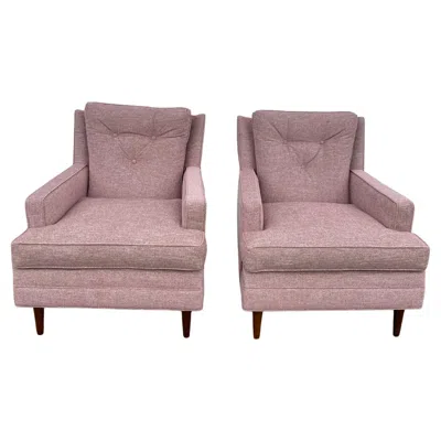 Pre-owned Bernhardt Pair Of Reupholstered 1960s Flair Club Chairs By  In Brown