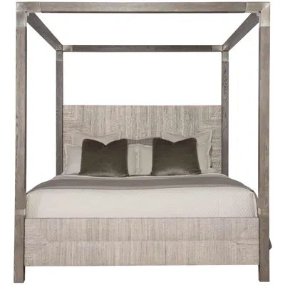 Bernhardt Palma Solid Wood Low Profile Canopy Bed In Rustic Gray