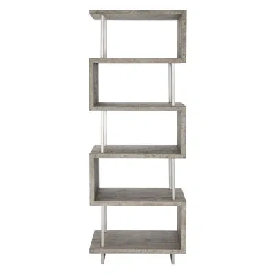 Bernhardt Polk 71" H X 26" W Etagere Bookcase In Gray;silver