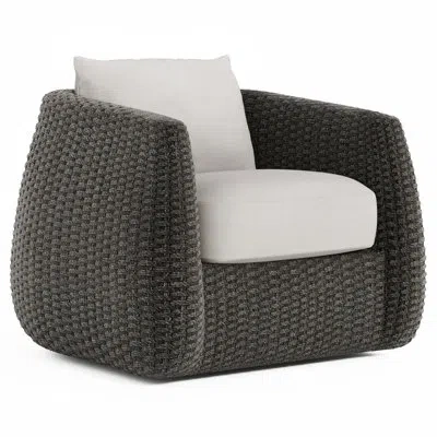 Bernhardt Powder Coated Aluminum Outdoor Club Chair Lounge Chair In Light Gray