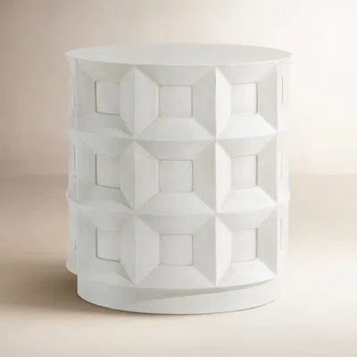 Bernhardt Prado Concrete Block End Table In Buff